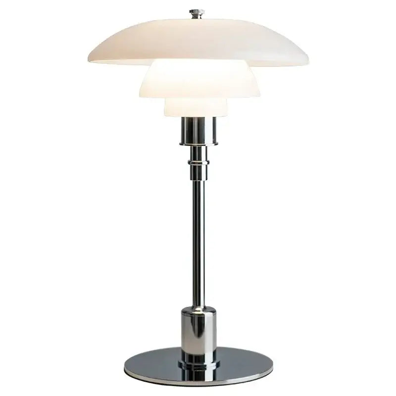 Chrome tiered frosted led glass desk lamp bedroom