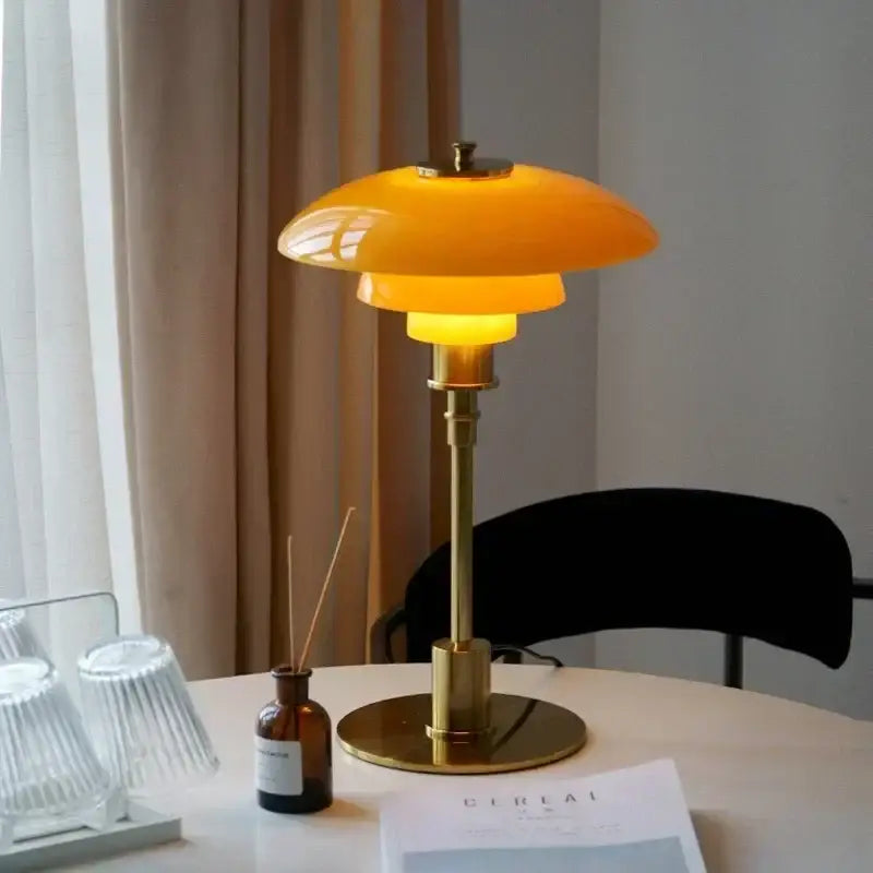 Chrome tiered frosted led glass desk lamp bedroom