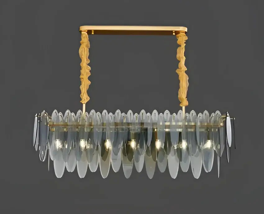 Postmodern blue & white led glass metal leaf chandelier living room