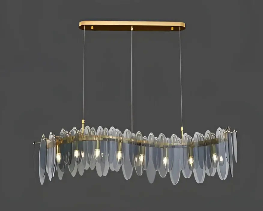 Postmodern blue & white led glass metal leaf chandelier living room