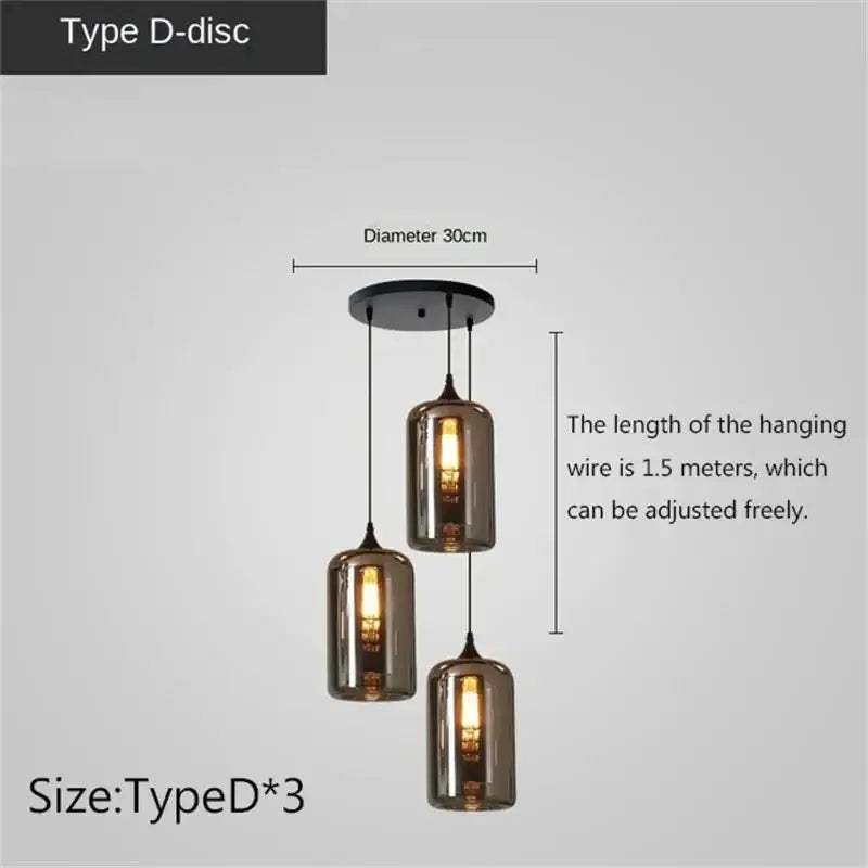 Modern black led glass pendant chandelier for kitchen dining room