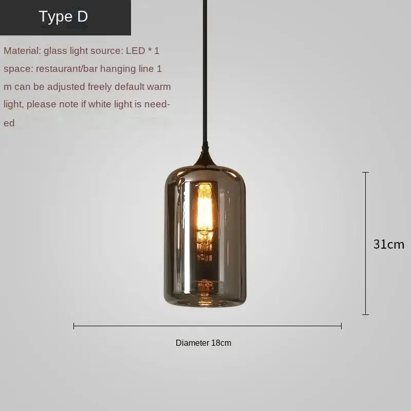 Modern black led glass pendant chandelier for kitchen dining room