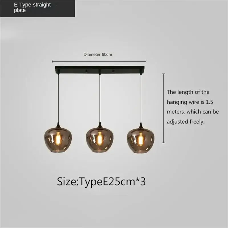 Modern black led glass pendant chandelier for kitchen dining room