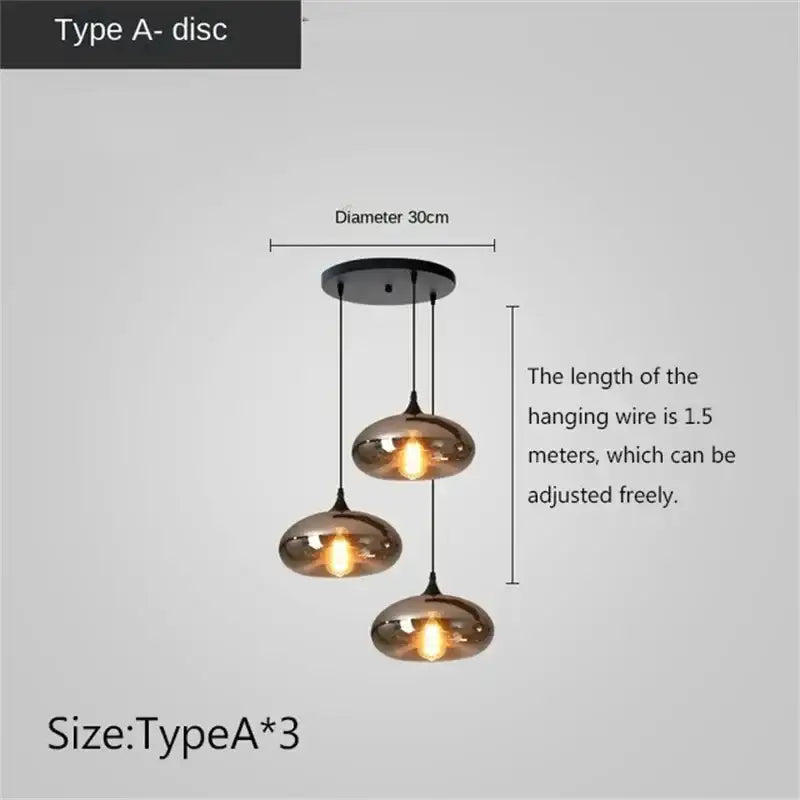 Modern black led glass pendant chandelier for kitchen dining room