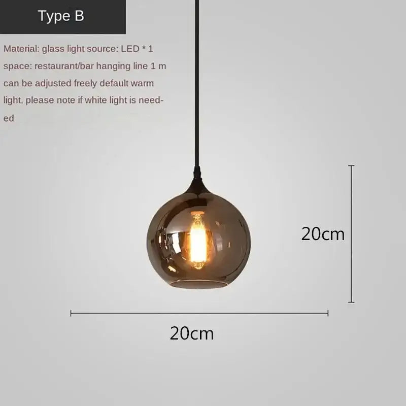 Modern black led glass pendant chandelier for kitchen dining room