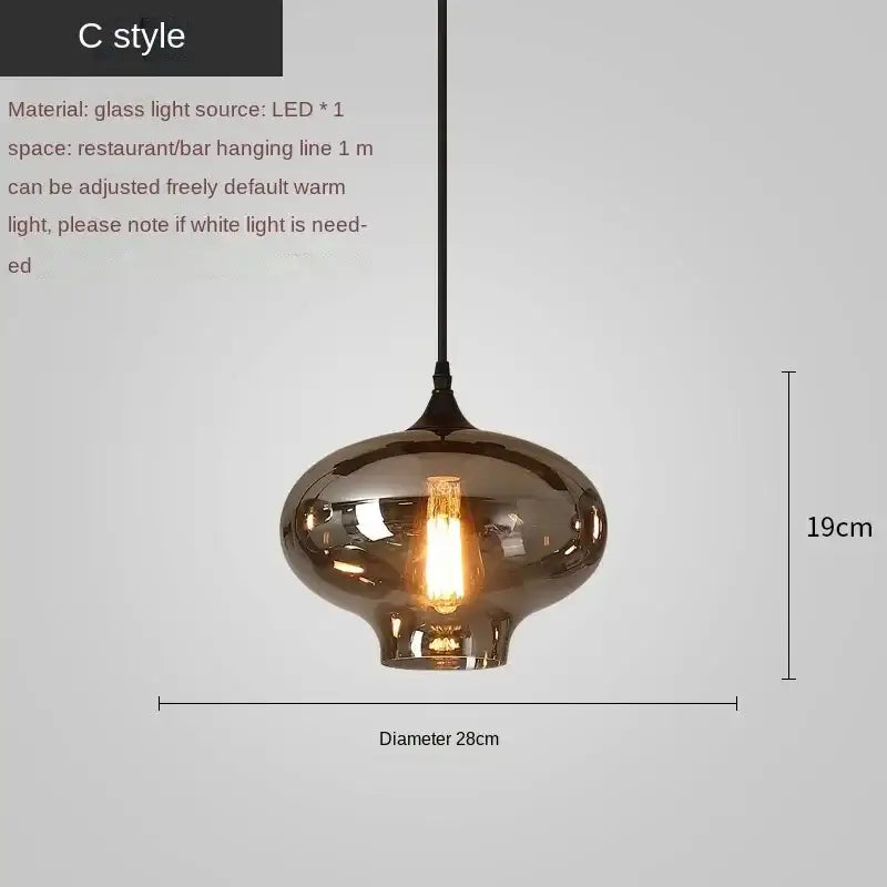 Modern black led glass pendant chandelier for kitchen dining room