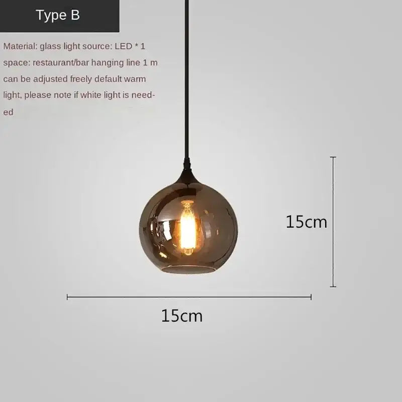 Modern black led glass pendant chandelier for kitchen dining room