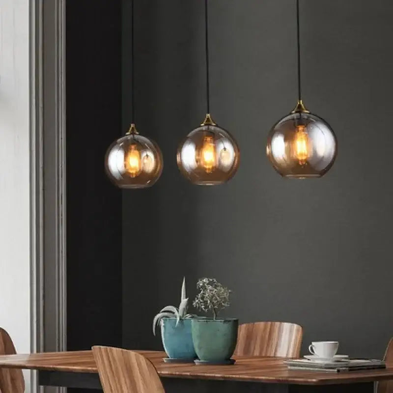 Modern black led glass pendant chandelier for kitchen dining room