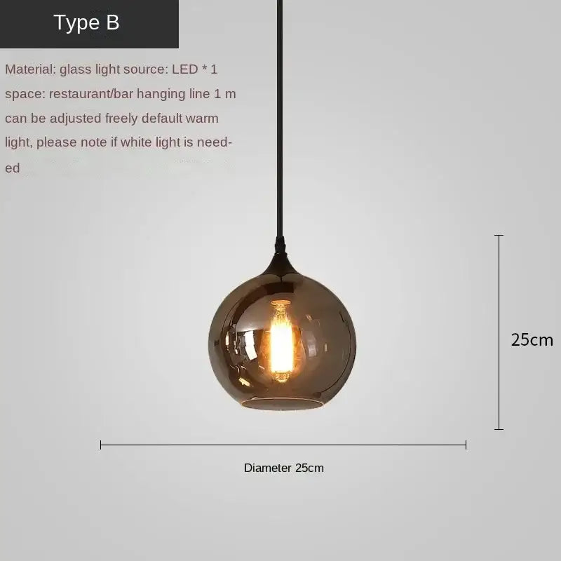 Modern black led glass pendant chandelier for kitchen dining room