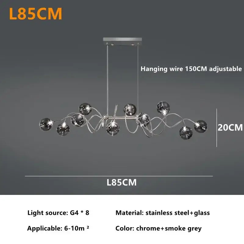 Modern chrome led glass pendant chandelier for living room