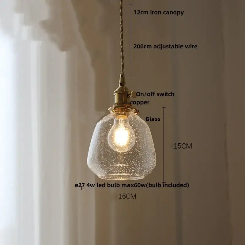 Industrial brass ribbed glass globe pendant light fixture kitchen