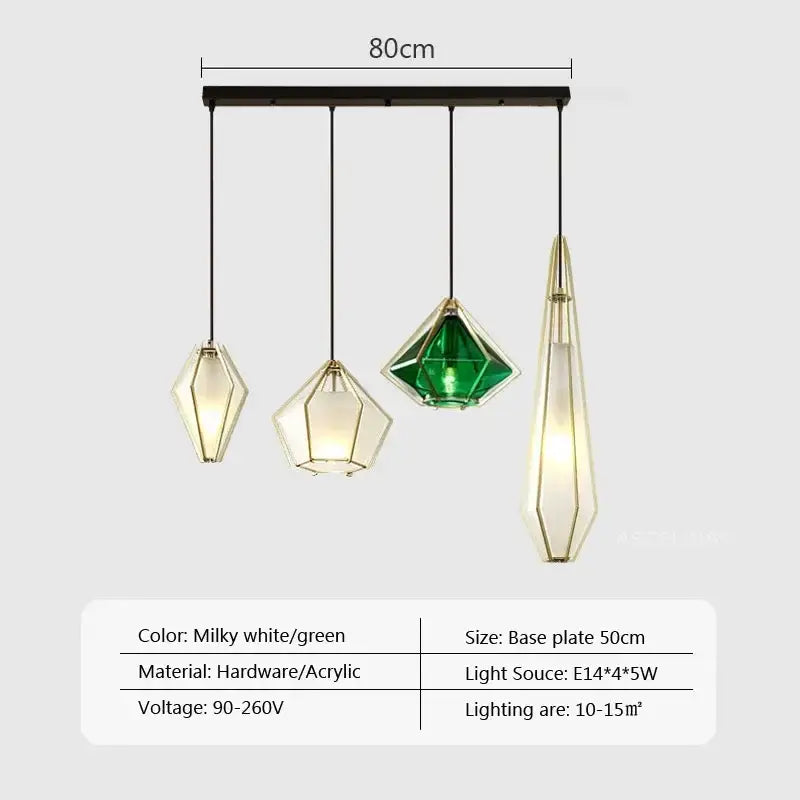 Modern gold geometric pendant light dining room led glass decorbites