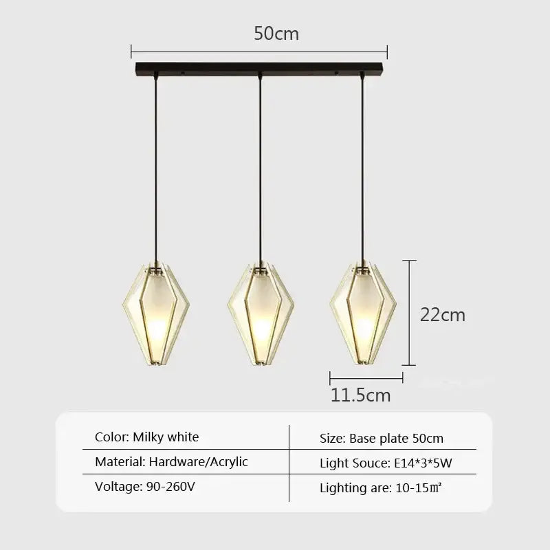 Modern gold geometric pendant light dining room led glass decorbites