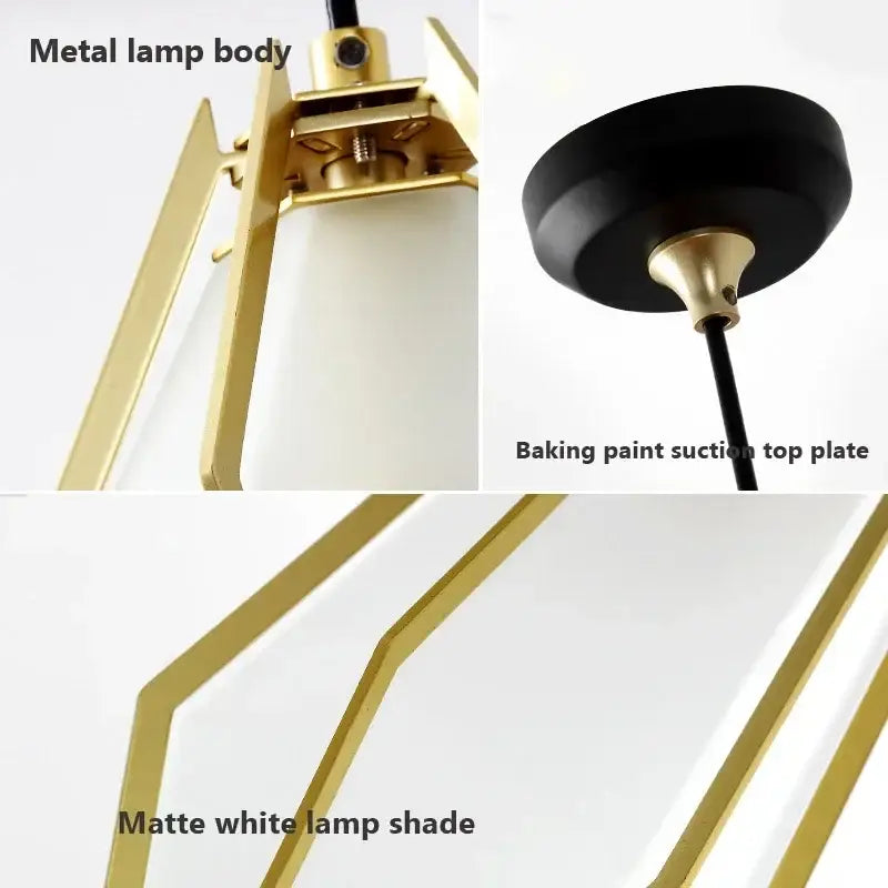 Modern gold geometric pendant light dining room led glass decorbites