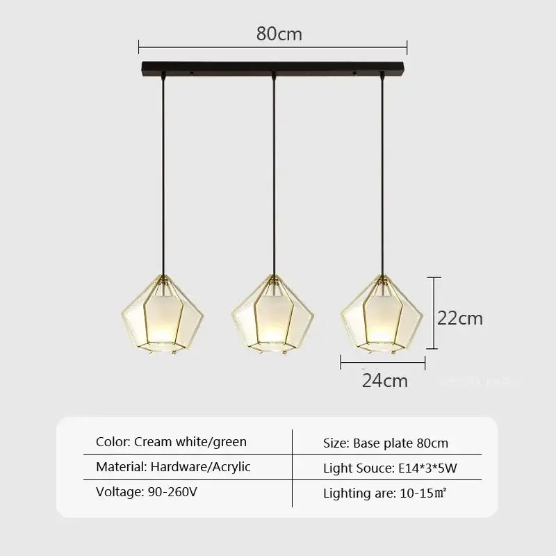 Modern gold geometric pendant light dining room led glass decorbites