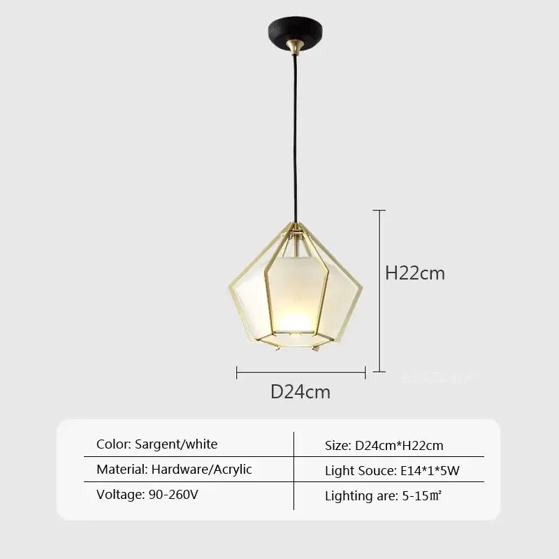 Modern gold geometric pendant light dining room led glass decorbites