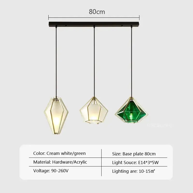 Modern gold geometric pendant light dining room led glass decorbites