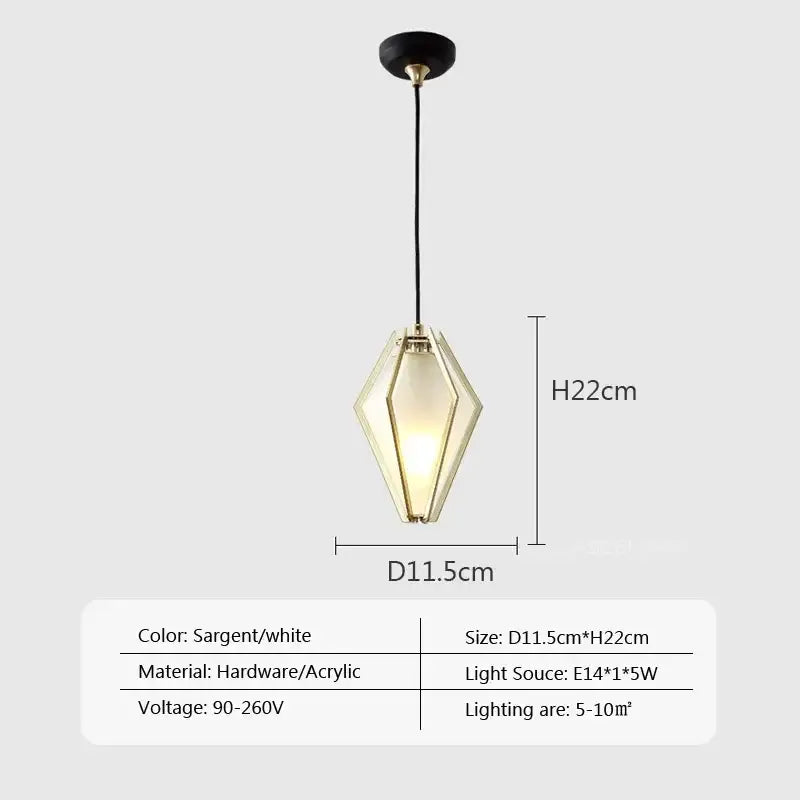 Modern gold geometric pendant light dining room led glass decorbites