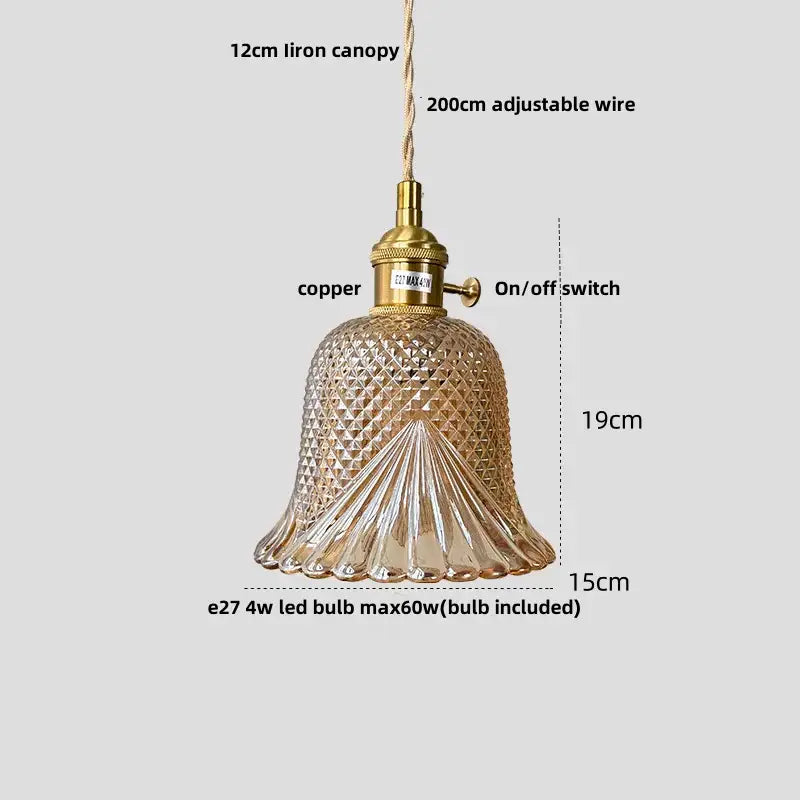 Vintage brass faceted led glass pendant light – kitchen kitchen