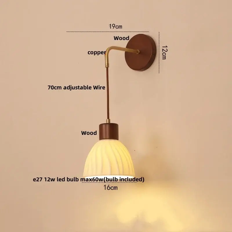 Modern gold led glass wall lamp flower sconce bedroom light