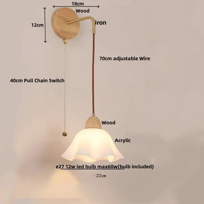 Modern gold led glass wall lamp flower sconce bedroom light