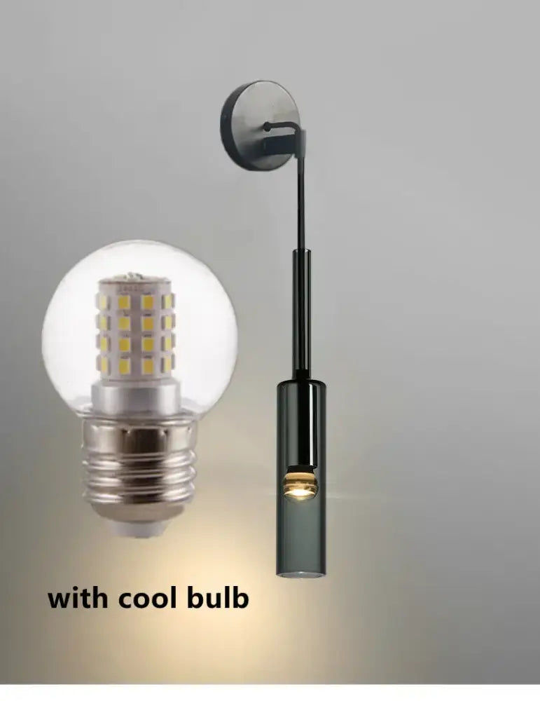 Modern black cylindrical led glass wall lamps for living room