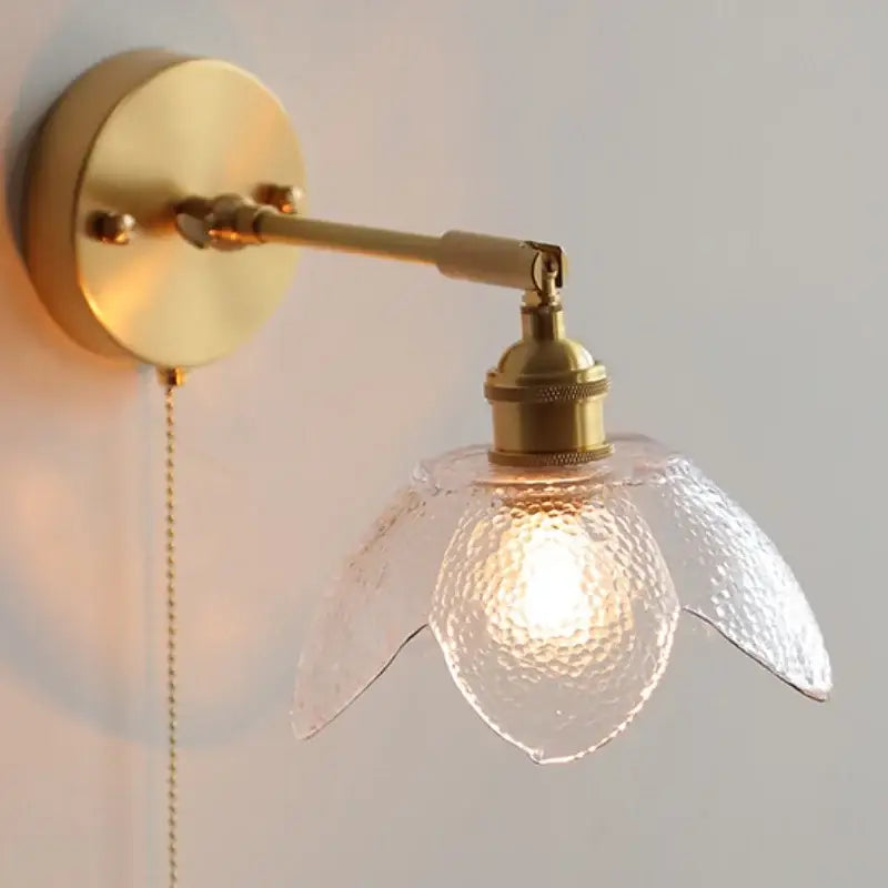 Modern gold textured glass flower wall light fixture living room