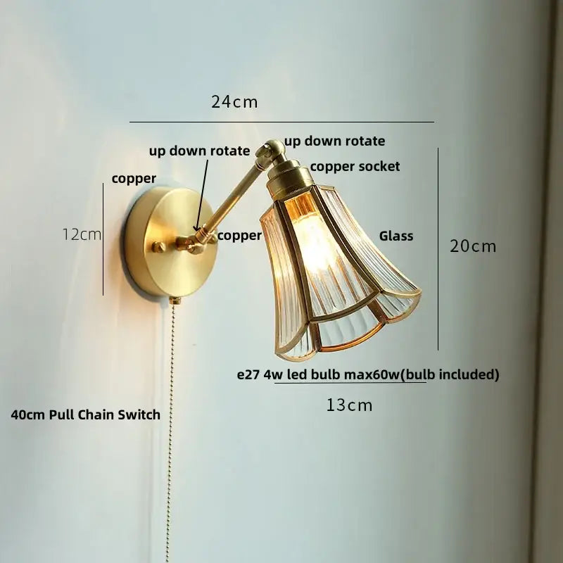 Modern gold textured glass flower wall light fixture living room