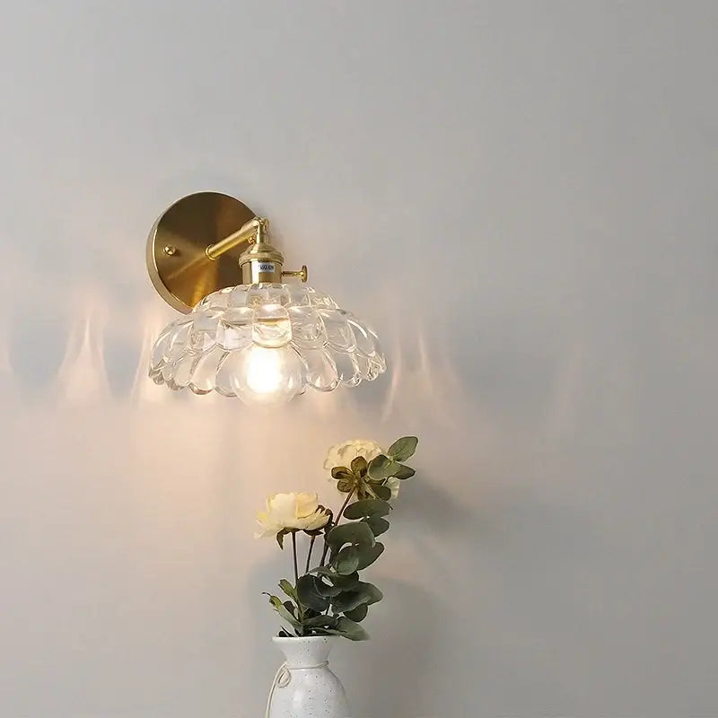 Modern gold petal led glass wall lights bedroom sconce
