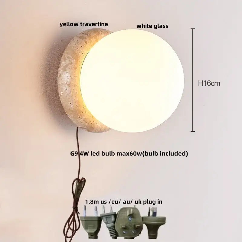 Modern beige stone and glass wall lights – living room led fixture