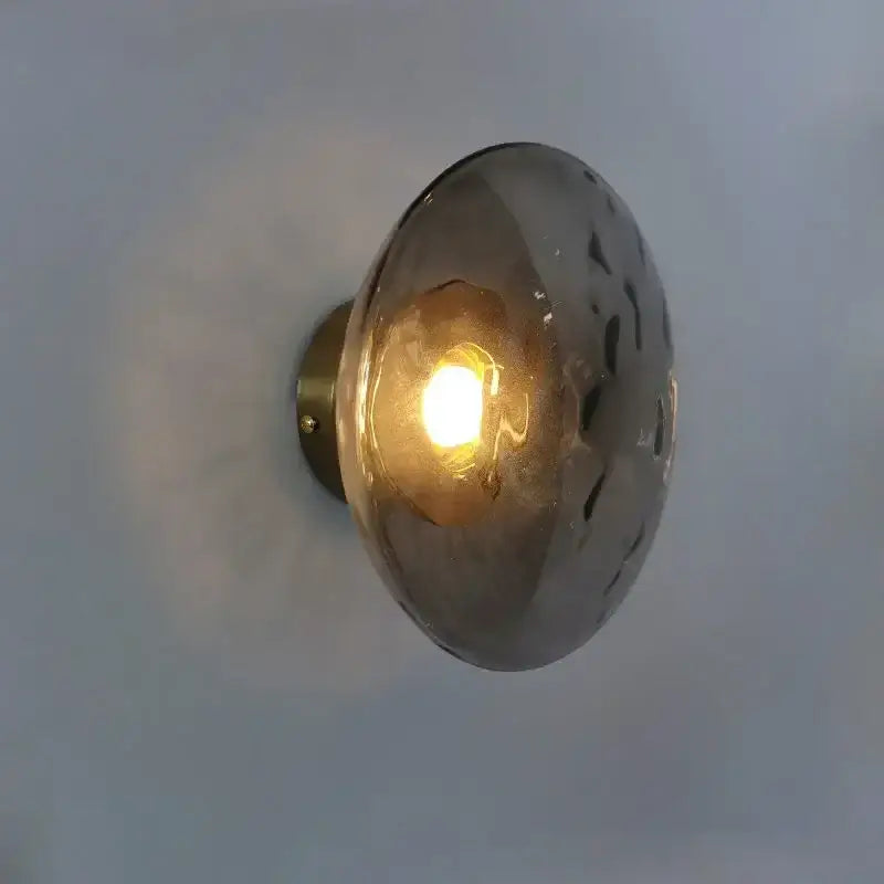 Modern minimalist brass & black led glass wall sconce living room