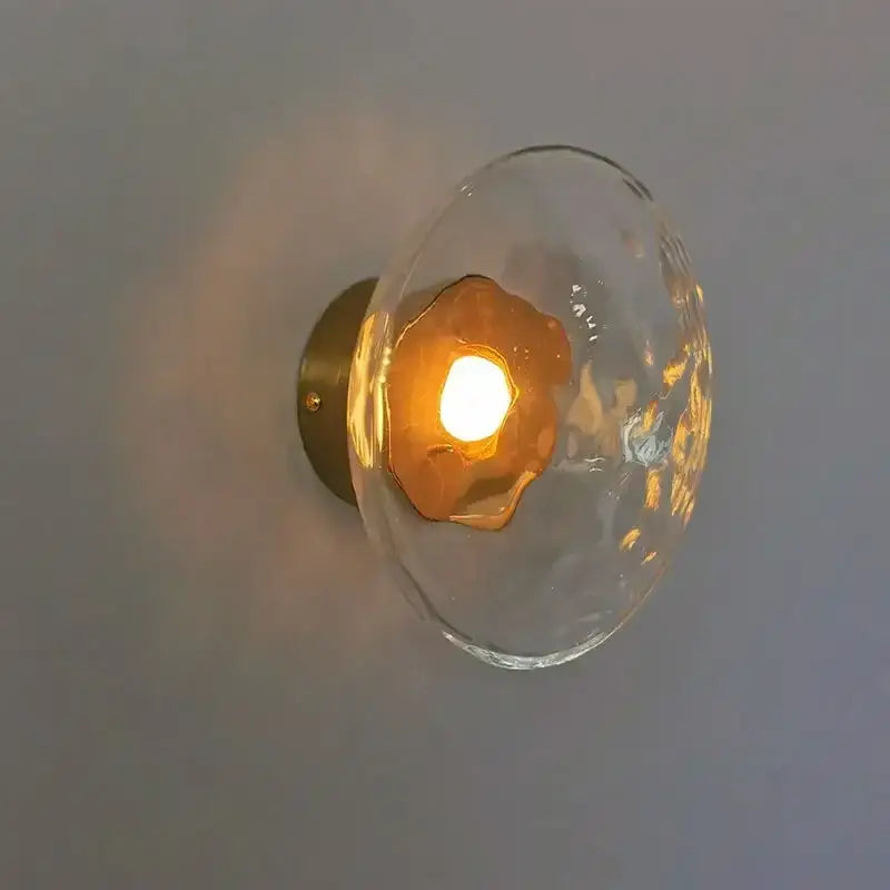 Modern minimalist brass & black led glass wall sconce living room
