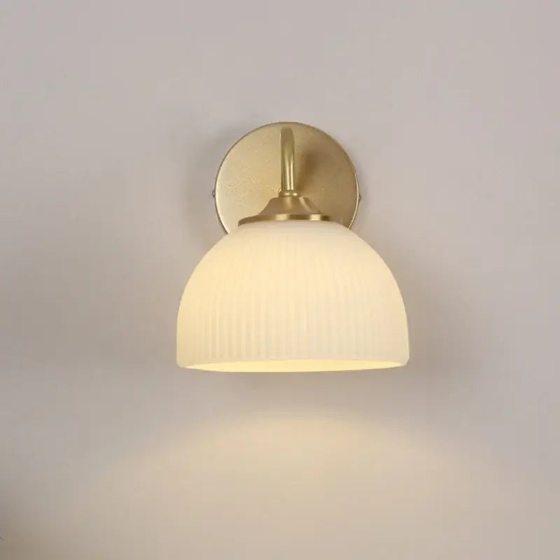 Modern gold glass wall sconce with pull chain switch bedroom light