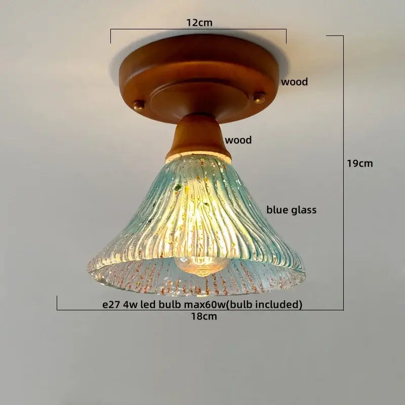Floral etched led glass ceiling light for living room