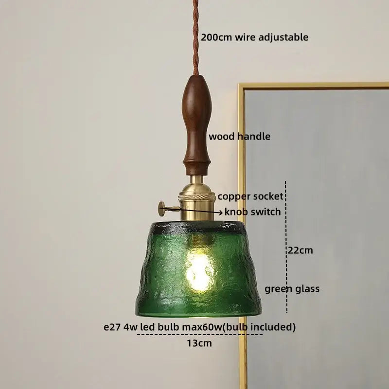 Modern scalloped glass wood pendant light for dining room