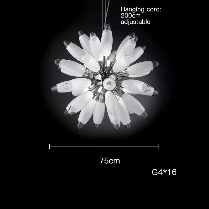 Modern white & silver flower led globe pendant light dining room