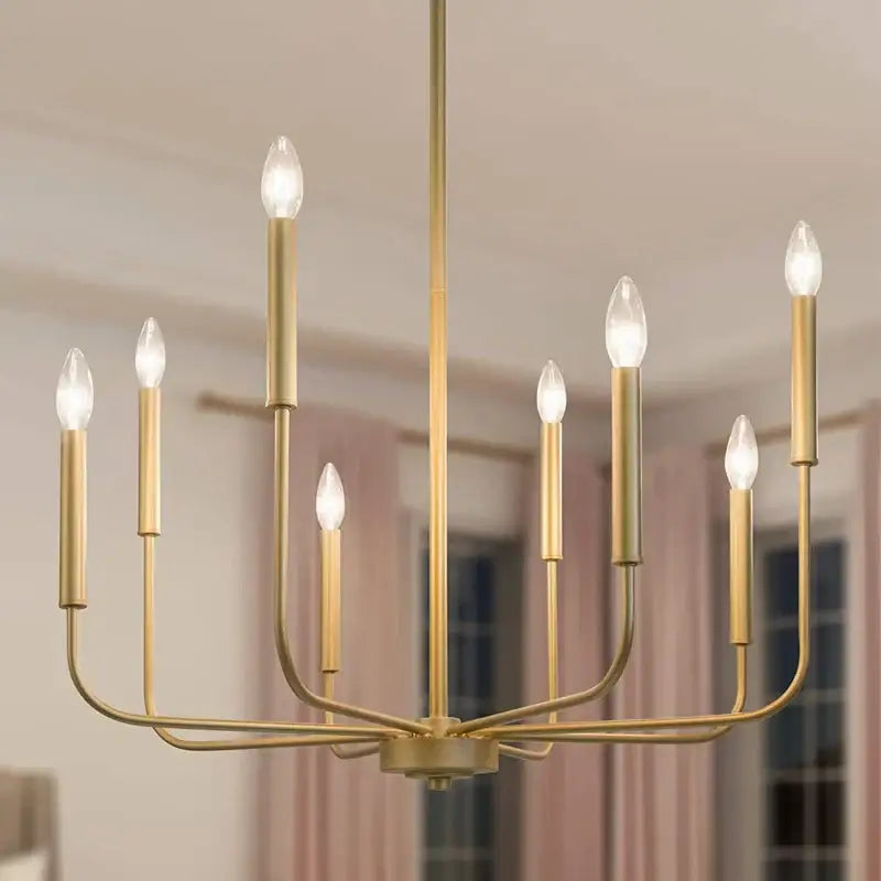 Modern black & gold led black candle chandelier living room light