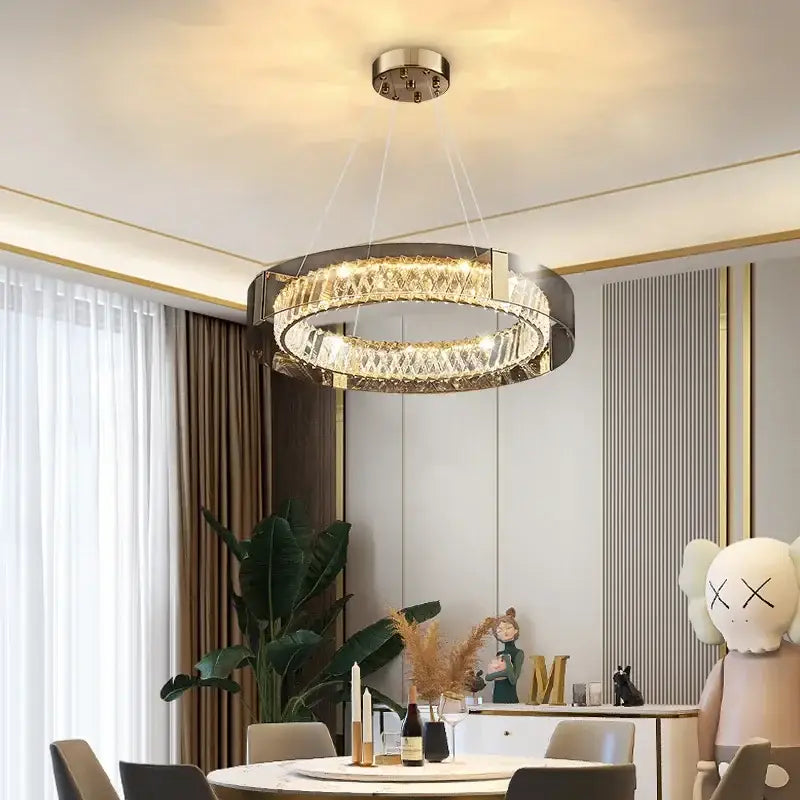 Modern gold crystal glass ceiling chandelier for living room