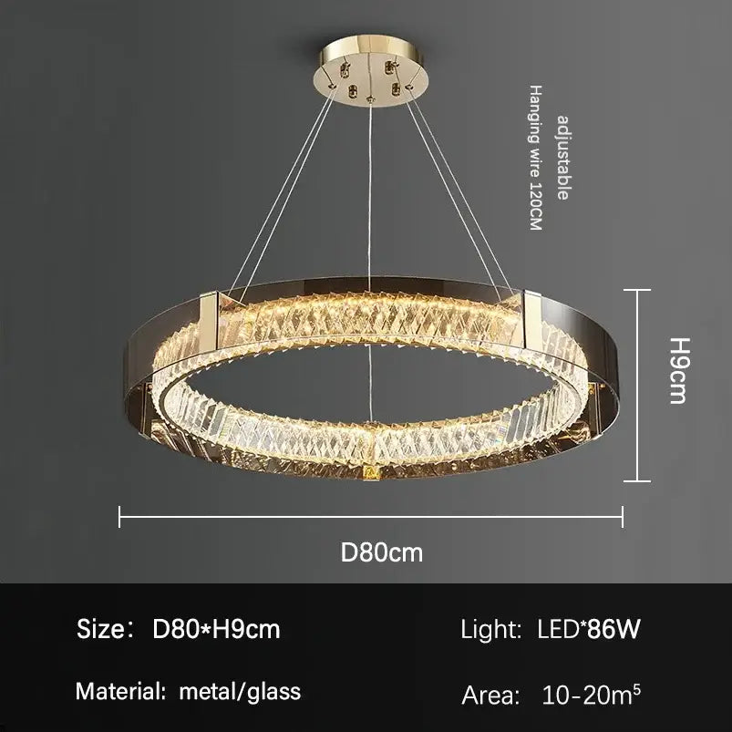 Modern gold crystal glass ceiling chandelier for living room