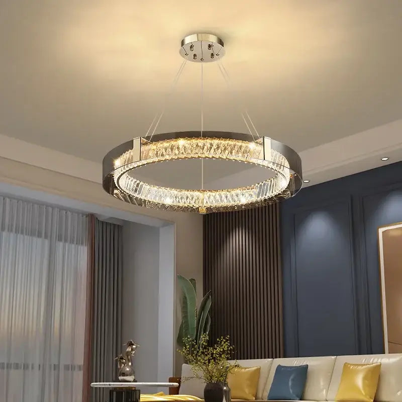 Modern gold crystal glass ceiling chandelier for living room