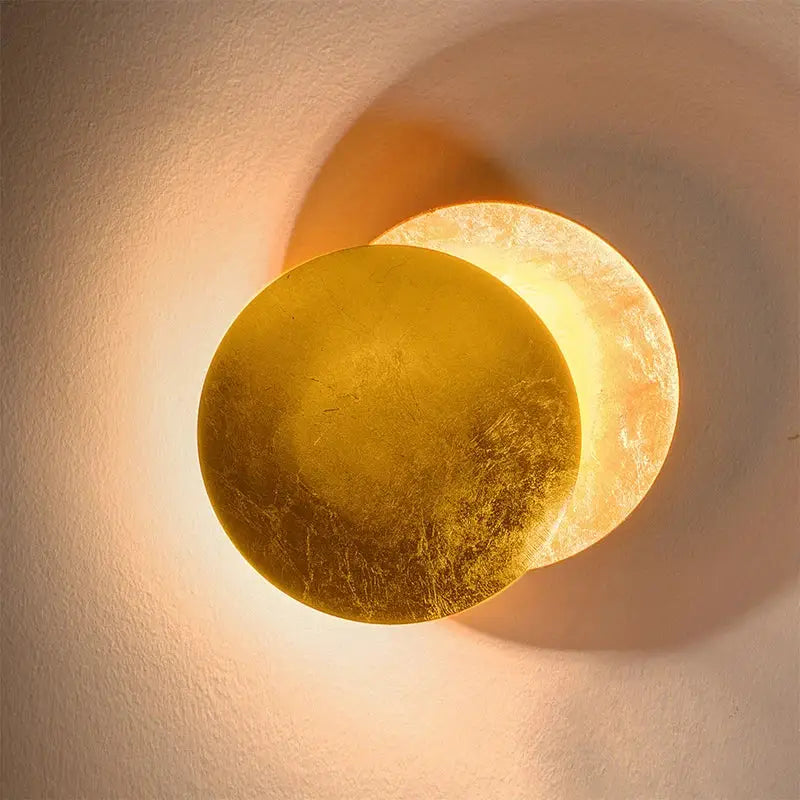 Modern golden brown led gold eclipse wall lamp for bedroom