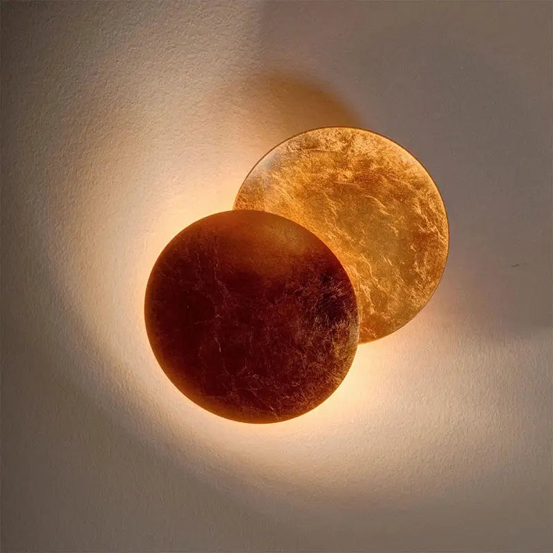 Modern golden brown led gold eclipse wall lamp for bedroom