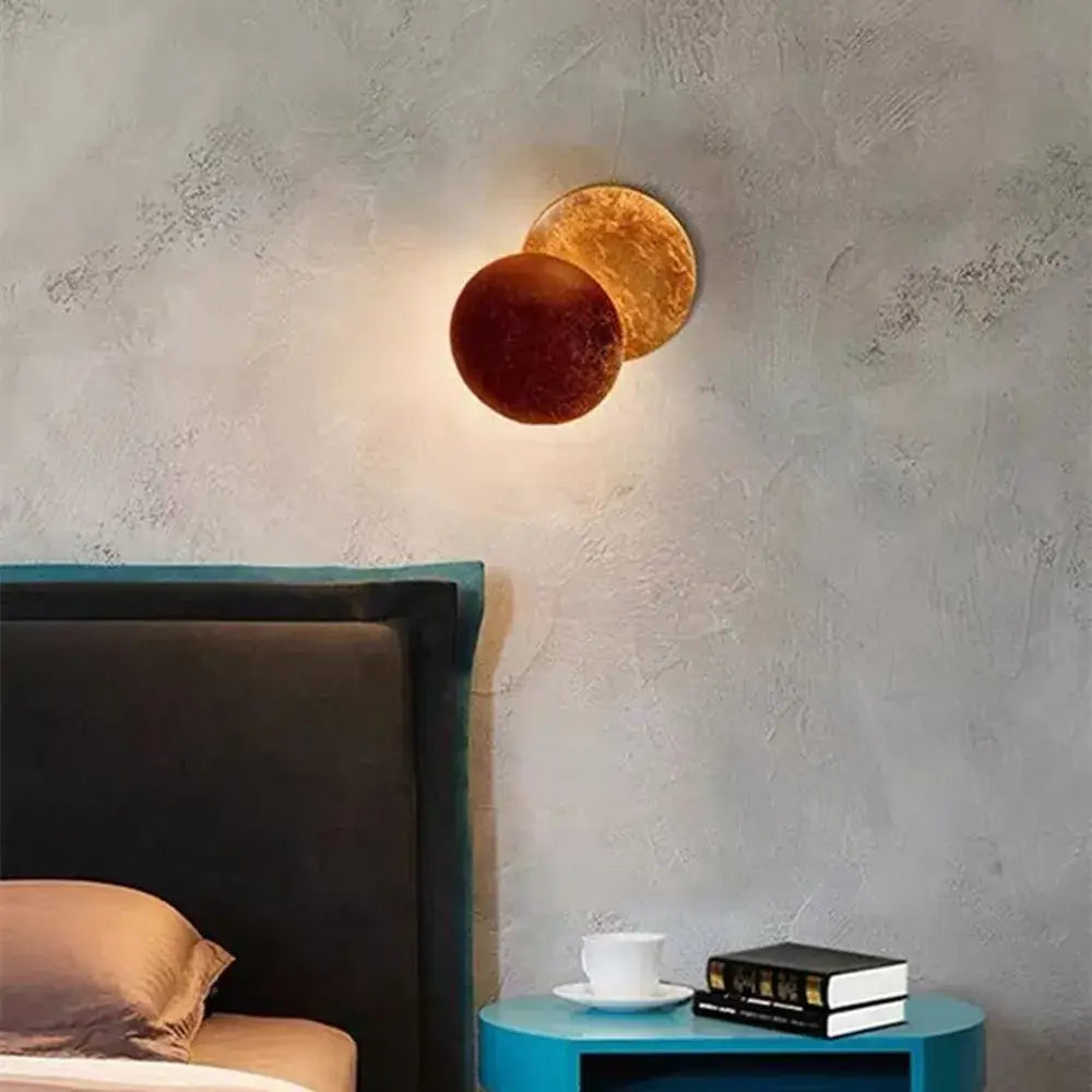 Modern golden brown led gold eclipse wall lamp for bedroom
