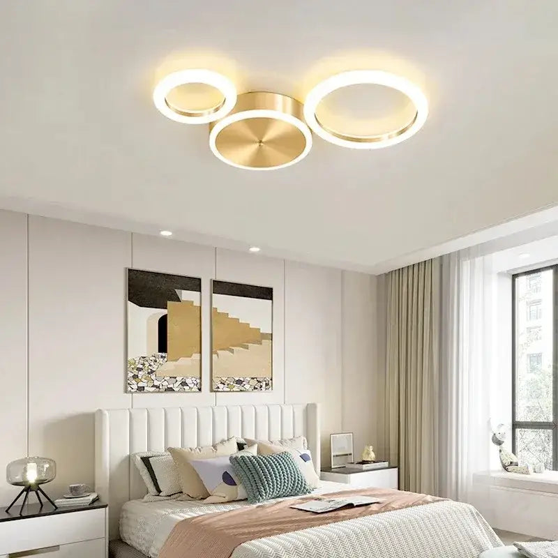 Modern gold ring chandelier living room led circular light fixture