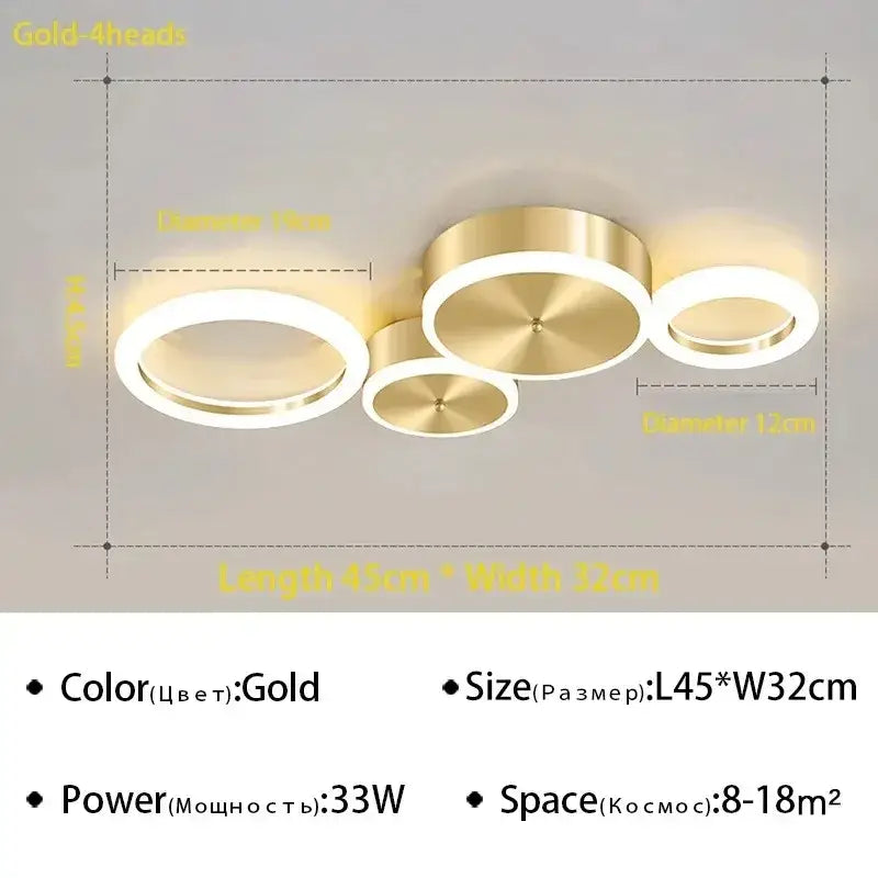 Modern gold ring chandelier living room led circular light fixture