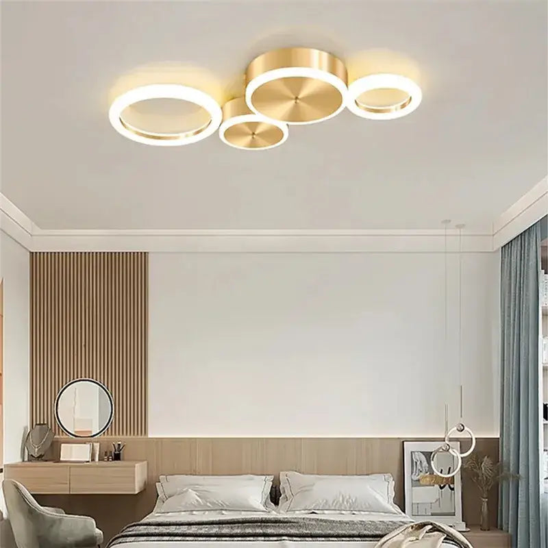 Modern gold ring chandelier living room led circular light fixture