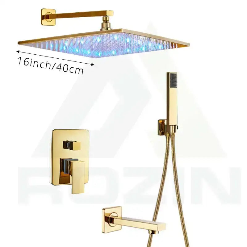 Modern gold led rainfall shower faucet set bathroom fixture