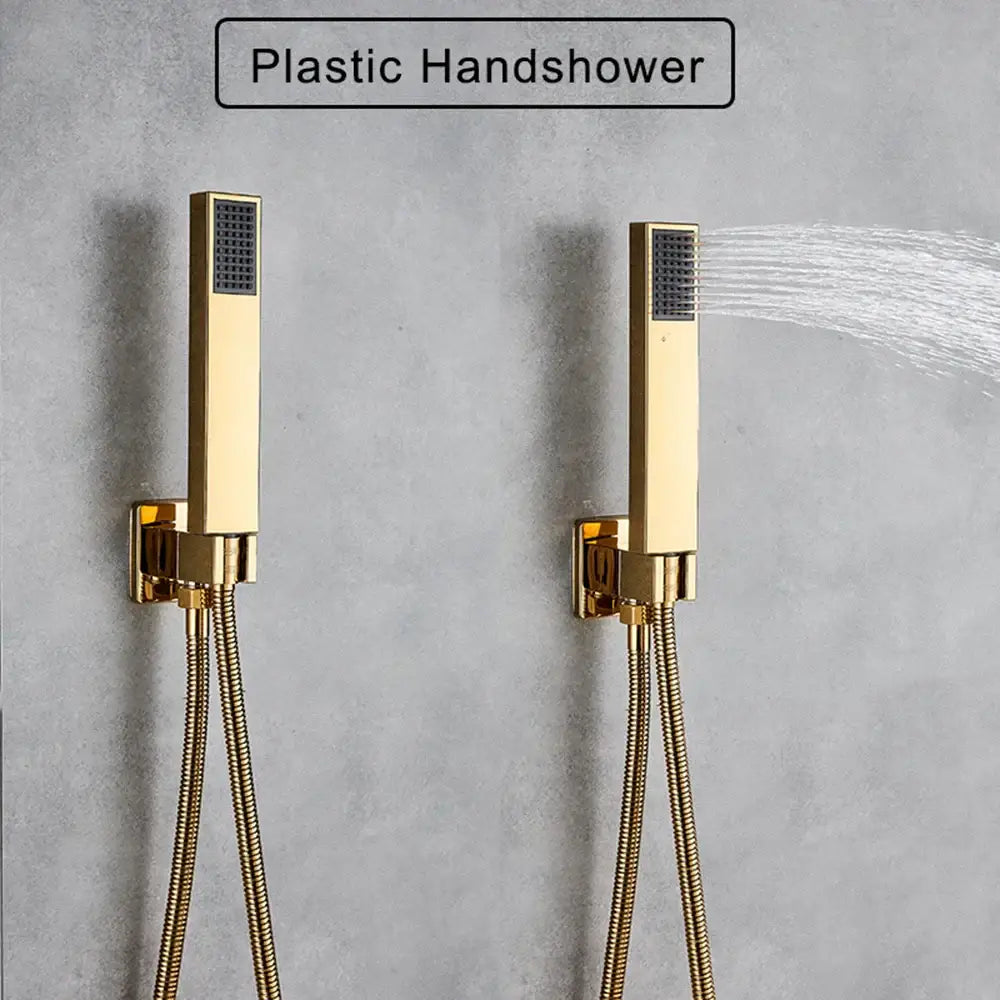 Modern gold led rainfall shower faucet set bathroom fixture