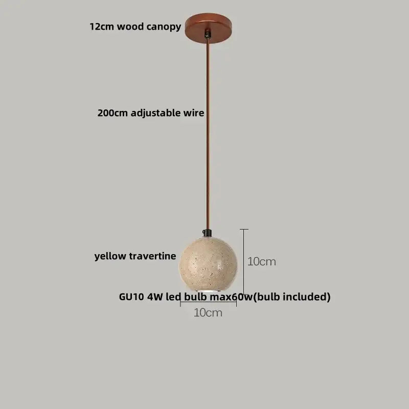 Modern travertine & white glass led gourd pendant light dining room