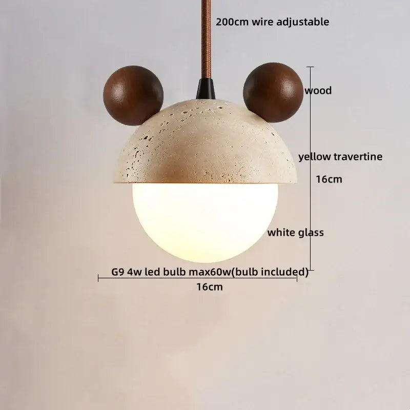 Modern travertine & white glass led gourd pendant light dining room